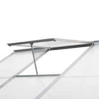 Outsunny Lean-to Greenhouse Walk-in Garden Aluminum Polycarbonate with Roof Vent for Plants Herbs Vegetables 8' x 4' x 7' Silver(m-9)