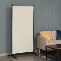 HOMCOM 3 Panel Room Divider, 6 Ft Double Hinged Folding Privacy Screen, Portable Freestanding Partition Wall Divider for Home Office, Beige(m-10)
