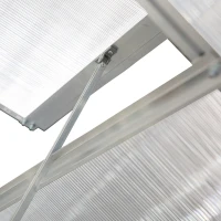 Outsunny Lean-to Greenhouse Walk-in Garden Aluminum Polycarbonate with Roof Vent for Plants Herbs Vegetables 8' x 4' x 7' Silver(m-11)