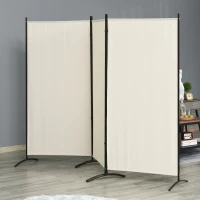 HOMCOM 3 Panel Room Divider, 6 Ft Double Hinged Folding Privacy Screen, Portable Freestanding Partition Wall Divider for Home Office, Beige(m-1)