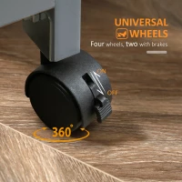 HOMCOM Compact Bar Serving Cart, Compact Trolley with Wood Top & Drawers, Gray(m-7)