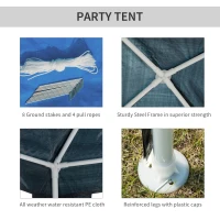 Outsunny 10x10ft Party Tent Portable Gazebo Folding Garden Canopy Event Shelter Outdoor Sunshade Blue(m-5)