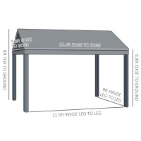 Outsunny 12' x 10' Hardtop Gazebo Steel Canopy Outdoor Pergola with Netting and Aluminum Frame for Patios, Gardens, Lawns, Dark Grey(m-3)