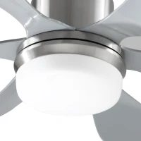HOMCOM Reversible Ceiling Fan with Light, 6 Blades Indoor Modern Mount LED Lighting Fan with Remote Controller, for Bedroom, Living Room, Silver(m-11)