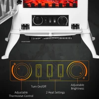 HOMCOM Free Stand Electric Fireplace Stove Heater with Adjustable LED Flame Effect and Front Door, 750W/1500W, White(m-6)