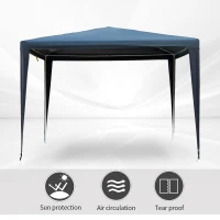 Outsunny 10x10ft Party Tent Portable Gazebo Folding Garden Canopy Event Shelter Outdoor Sunshade Blue(m-4)