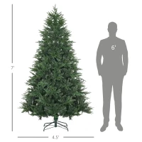HOMCOM 7' Tall Unlit Full Artificial Christmas Tree with Realistic Branches and 4030 Tips, Green(m-3)
