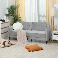 HOMCOM 3 Seater Sofa Bed with Reclining Split Back & Rubber Wood Legs, Light Gray(m-2)