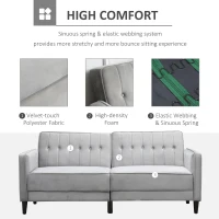 HOMCOM 3 Seater Sofa Bed with Reclining Split Back & Rubber Wood Legs, Light Gray(m-6)