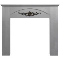 HOMCOM Vintage Fireplace Mantel Surround, Wood Mantels for Fireplace with Decorative Pattern, Interior Width 31", Grey(m-8)