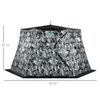 Outsunny 4 Person Insulated Ice Fishing Shelter, 360-Degree View, Pop-Up Portable Ice Fishing Tent with Carry Bag, Two Doors and Anchors for Low-Temp -22℉, Camouflage(m-3)
