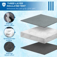 Outsunny 4 Person Insulated Ice Fishing Shelter, 360-Degree View, Pop-Up Portable Ice Fishing Tent with Carry Bag, Two Doors and Anchors for Low-Temp -22℉, Camouflage(m-5)