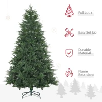 HOMCOM 7' Tall Unlit Full Artificial Christmas Tree with Realistic Branches and 4030 Tips, Green(m-4)