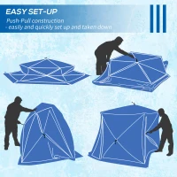 Outsunny 4 Person Insulated Ice Fishing Shelter, 360-Degree View, Pop-Up Portable Ice Fishing Tent with Carry Bag, Two Doors and Anchors for Low-Temp -22℉, Camouflage(m-4)