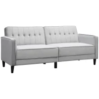HOMCOM 3 Seater Sofa Bed with Reclining Split Back & Rubber Wood Legs, Light Gray(m-1)
