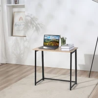 HOMCOM Writing Desk, 31.5" Folding Table for Small Space, Computer Desk with Metal Frame, Space-Saving Workstation for Home Office, Black(m-8)