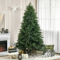 HOMCOM 7' Tall Unlit Full Artificial Christmas Tree with Realistic Branches and 4030 Tips, Green(m-9)
