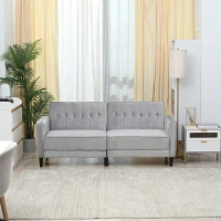 HOMCOM 3 Seater Sofa Bed with Reclining Split Back & Rubber Wood Legs, Light Gray(m-9)