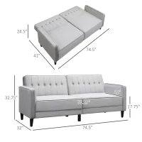 HOMCOM 3 Seater Sofa Bed with Reclining Split Back & Rubber Wood Legs, Light Gray(m-3)