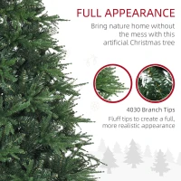 HOMCOM 7' Tall Unlit Full Artificial Christmas Tree with Realistic Branches and 4030 Tips, Green(m-7)