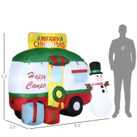 Outsunny 6.5ft Christmas Inflatable Gift Car with Snowman and Gift Boxes, Blow-Up Outdoor LED Yard Display for Lawn Garden Party(m-3)