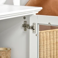 HOMCOM Modern TV Stand Cabinet for TVs up to 60 Inches, Entertainment Center with Drawer and Glass Doors for Living Room, White(m-9)