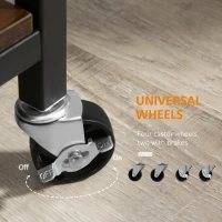 HOMCOM Rolling Kitchen Cart, 2-Tier Utility Cart with Storage, Serving Trolley with Lockable Wheels for Home Bar, Living Room, Rustic Brown(m-6)