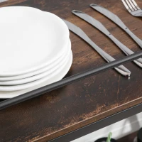 HOMCOM Rolling Kitchen Cart, 2-Tier Utility Cart with Storage, Serving Trolley with Lockable Wheels for Home Bar, Living Room, Rustic Brown(m-8)