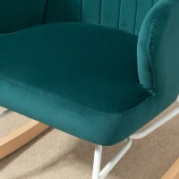 HOMCOM Modern Rocking Chairs, Upholstered Nursery Glider Rocker, Wingback Armchair for Living Room, Bedroom - Blue(m-9)