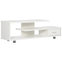 HOMCOM Modern TV Stand for TVs up to 45", TV Cabinet with Storage Shelf and Drawer, Entertainment Center for Living Room Bedroom, White Wood Grain(m-2)