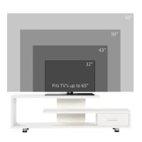 HOMCOM Modern TV Stand for TVs up to 45", TV Cabinet with Storage Shelf and Drawer, Entertainment Center for Living Room Bedroom, White Wood Grain(m-6)