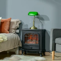 HOMCOM Freestanding Electric Fireplace Heater, Fireplace Stove with Realistic Flame Effect and Adjustable Temperature, Overheat Safety Protection, 750W/1500W, Black(m-1)
