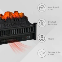 HOMCOM Electric Fireplace Logs with Realistic Ember Bed, Freestanding or Insert Fireplace Heater with Remote Control, Timer, 1400W, Black(m-6)