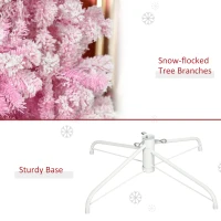 HOMCOM 9 FT Snow Flocked Artificial Christmas Tree, Pencil Xmas Tree with Realistic Branches, Auto Open and Steel Base, Pink(m-7)