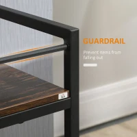 HOMCOM Rolling Kitchen Cart, 2-Tier Utility Cart with Storage, Serving Trolley with Lockable Wheels for Home Bar, Living Room, Rustic Brown(m-5)