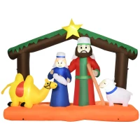 Outsunny 7.5ft Christmas Inflatables Outdoor Decorations Nativity Scene under Archway with Camel and Sheep, Blow-Up LED Yard Christmas Decor for Lawn Garden Party(m-1)