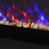 HOMCOM 36" Wall-Mounted Electric Fireplace, 750/1500W Fireplace Heater with Flame Effect, 7 Color Background Light and Side Light, Black(m-11)