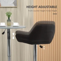 HOMCOM Modern Bar Stools Set of 2, PU Leather Tall Kitchen Stools, Swivel Bar Chairs with Steel Base, Footrest and Adjustable Height, Espresso(m-5)