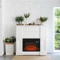 HOMCOM 1400W Wall-Mounted Electric Fireplace Stove Heater Realistic Log Flames(m-10)