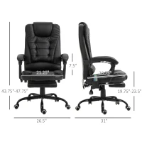 Vinsetto 7-Point Vibrating Massage Office Chair High Back Executive Recliner with Lumbar Support, Footrest, Reclining Back, Adjustable Height, Black(m-3)