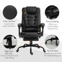 Vinsetto 7-Point Vibrating Massage Office Chair High Back Executive Recliner with Lumbar Support, Footrest, Reclining Back, Adjustable Height, Black(m-8)