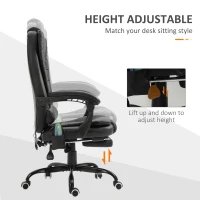 Vinsetto 7-Point Vibrating Massage Office Chair High Back Executive Recliner with Lumbar Support, Footrest, Reclining Back, Adjustable Height, Black(m-6)