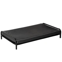 PawHut 2-IN-1 Elevated Pet Bed for Large & Medium-Sized Dog Steel Frame Removable Sponge Cushion Breathable Linen Fabric, Grey, 43.25"x25.5"x7.75"(m-2)