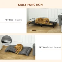 PawHut Elevated Dog Bed, Outdoor Dog Cot, Pet Mat, with Soft Cushion, Breathable Mesh, Washable Cover, for Extra Large-Sized Dog, Grey(m-4)