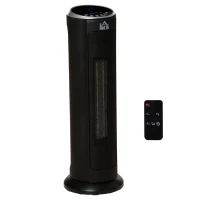 HOMCOM Ceramic Tower Heater, 45° Oscillating Space Heater with Remote Control, Timer, Tip-Over & Overheat Protect, 750W/1500W, Black(m-2)