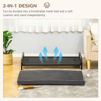 PawHut 2-IN-1 Elevated Pet Bed for Large & Medium-Sized Dog Steel Frame Removable Sponge Cushion Breathable Linen Fabric, Grey, 43.25"x25.5"x7.75"(m-6)