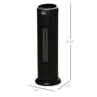 HOMCOM Ceramic Tower Heater, 45° Oscillating Space Heater with Remote Control, Timer, Tip-Over & Overheat Protect, 750W/1500W, Black(m-3)