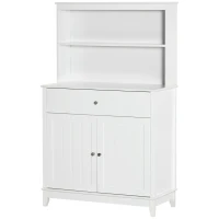 HOMCOM Modern 58" Kitchen Buffet with Hutch, Microwave Cabinet with Drawer and Storage Cupboard for Dining Room, White(m-10)