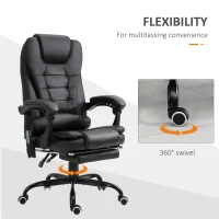 Vinsetto 7-Point Vibrating Massage Office Chair High Back Executive Recliner with Lumbar Support, Footrest, Reclining Back, Adjustable Height, Black(m-7)