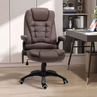 Vinsetto 6 Point Vibration Massage Office Chair with Heat, High Back Executive Office Chair with Padded Armrests, Microfiber Reclining Computer Chair, Coffee(m-10)